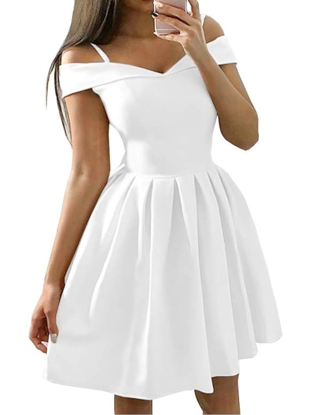 Off-Shoulder White Homecoming/Bachelorette/Wedding Dress